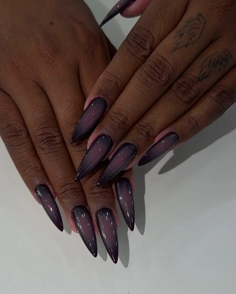 Elegant Purple Gradient Stiletto Nails