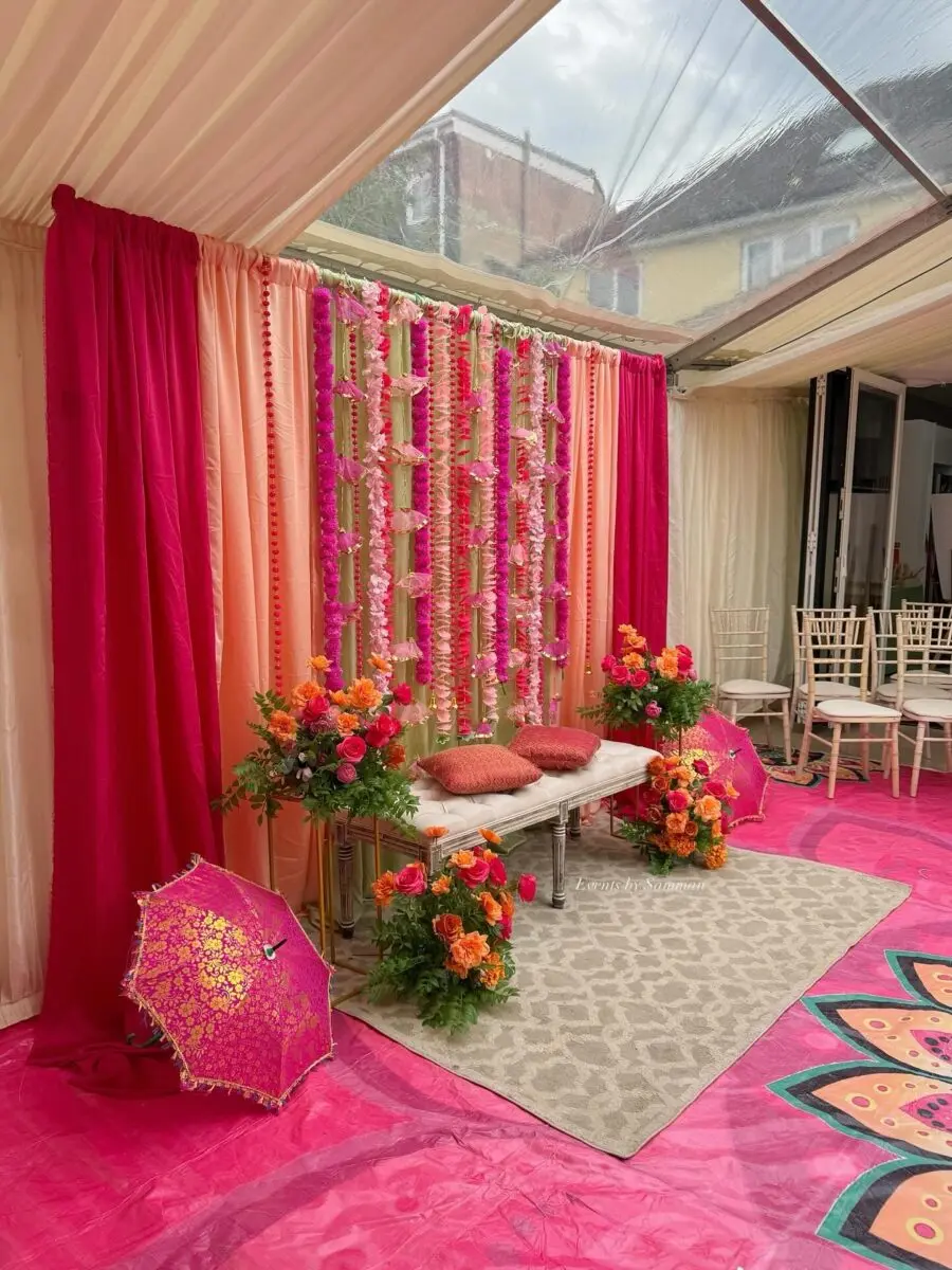 Vibrant pink floral decor for weddings