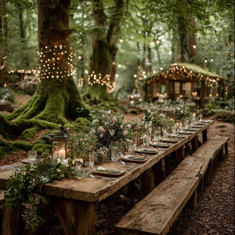 Elegant woodland tablescape for rustic weddings
