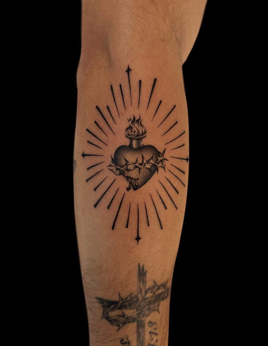 Sacred Heart Tattoo with Radiant Design