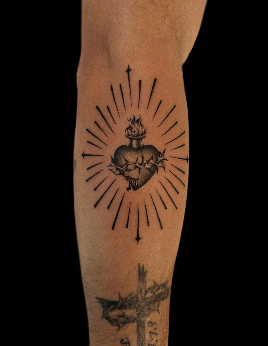Sacred Heart Tattoo with Radiant Design