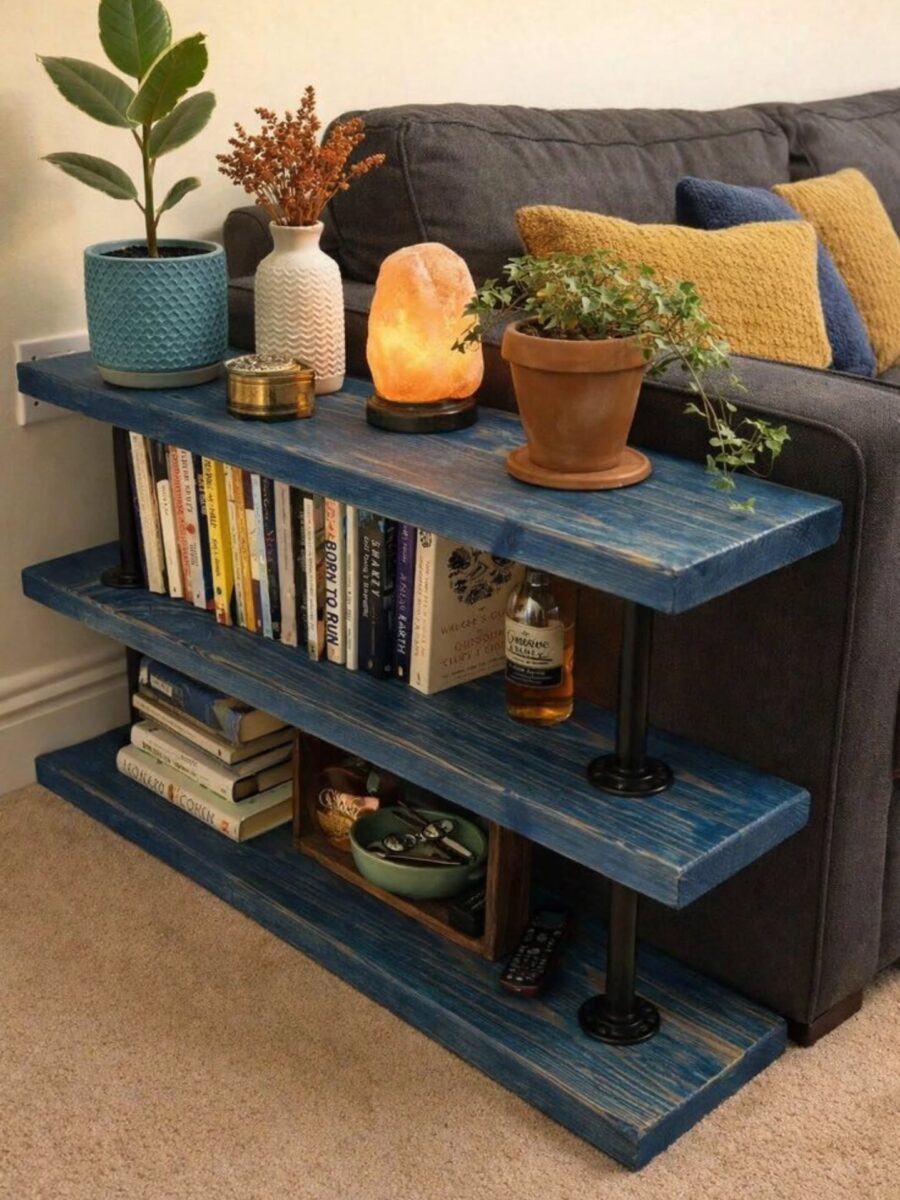Charming Blue Shelf with Cozy Accents