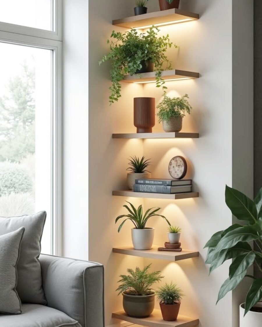 Chic shelving with vibrant plant accents