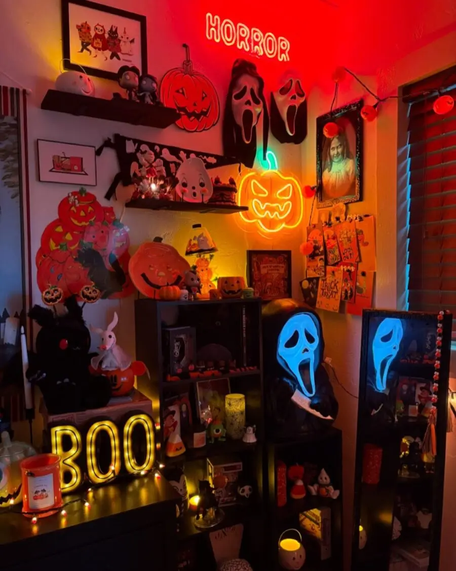 Whimsical Halloween-inspired home decor display