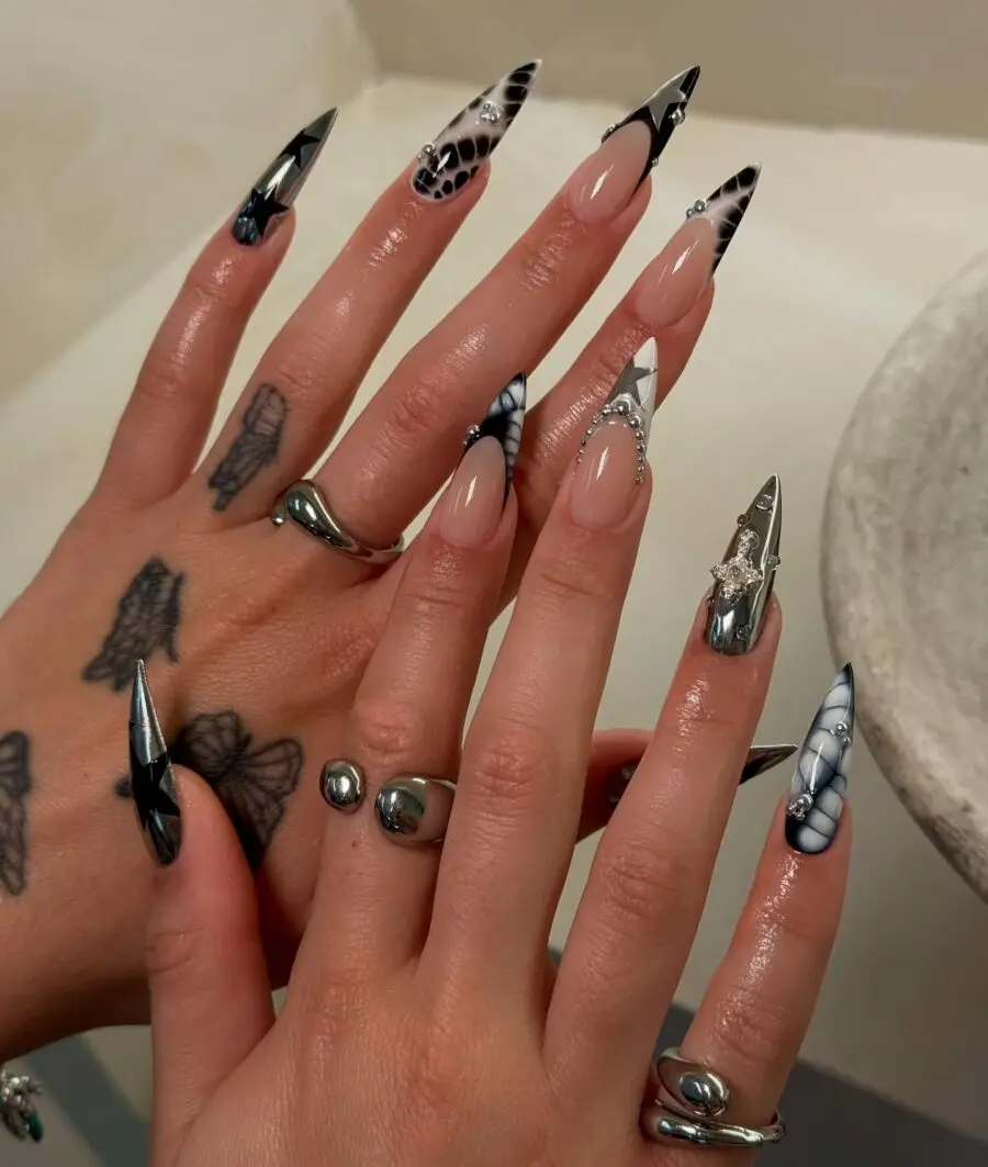 Stylish Stiletto Nails with Bold Patterns