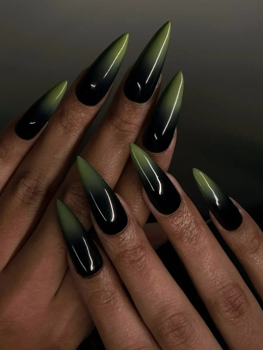 Edgy stiletto nails with an ombre effect