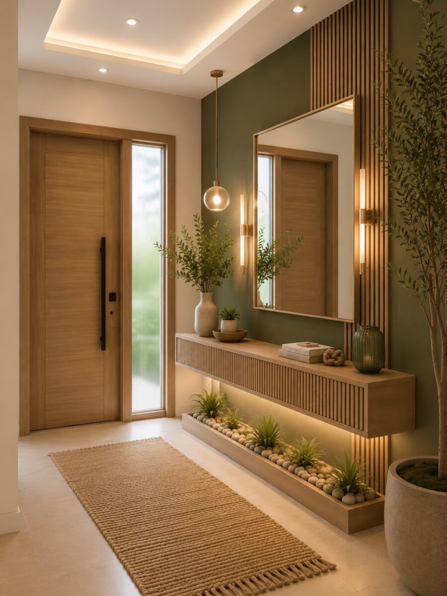 Elegant entryway with modern decor features