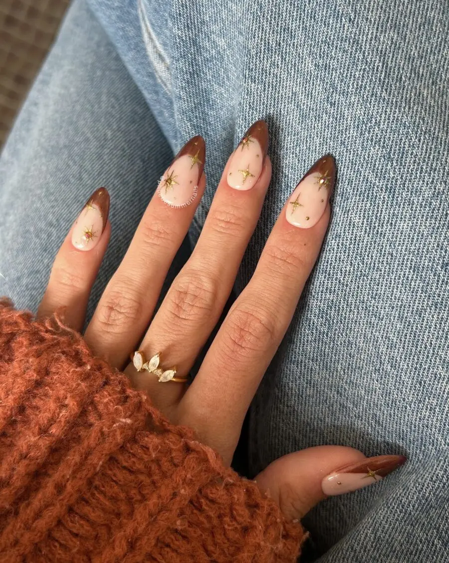 Chic Thanksgiving Nail Art with Brown Accents