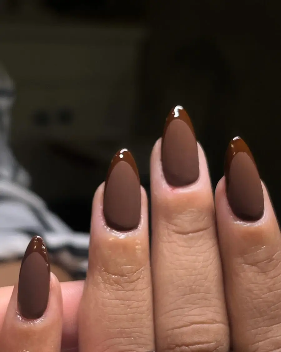 Chic brown ombre Thanksgiving nail design