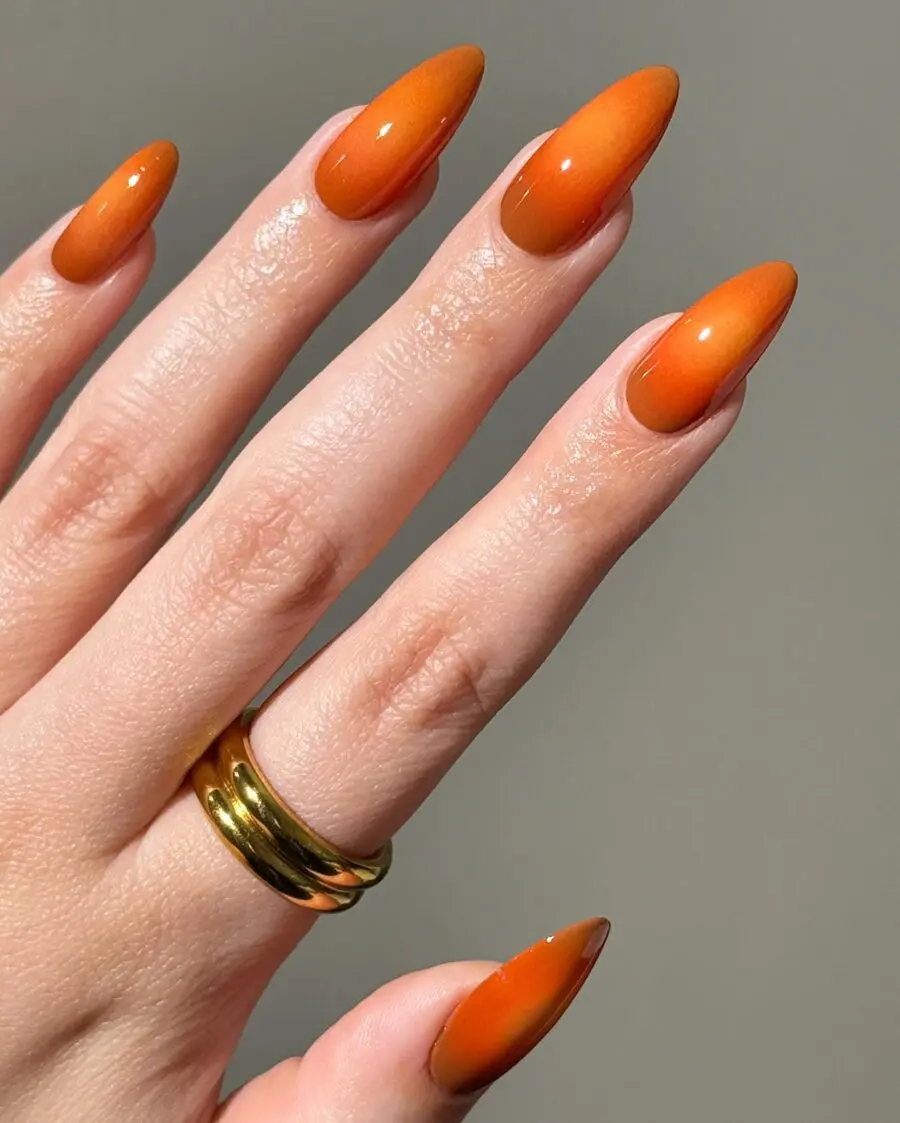 Elegant gradient orange Thanksgiving nails