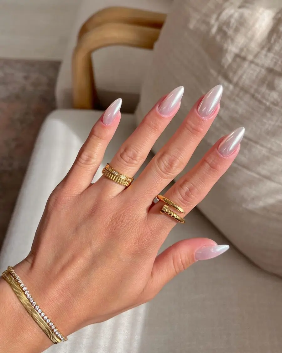 Elegant white and pink stiletto Thanksgiving nails
