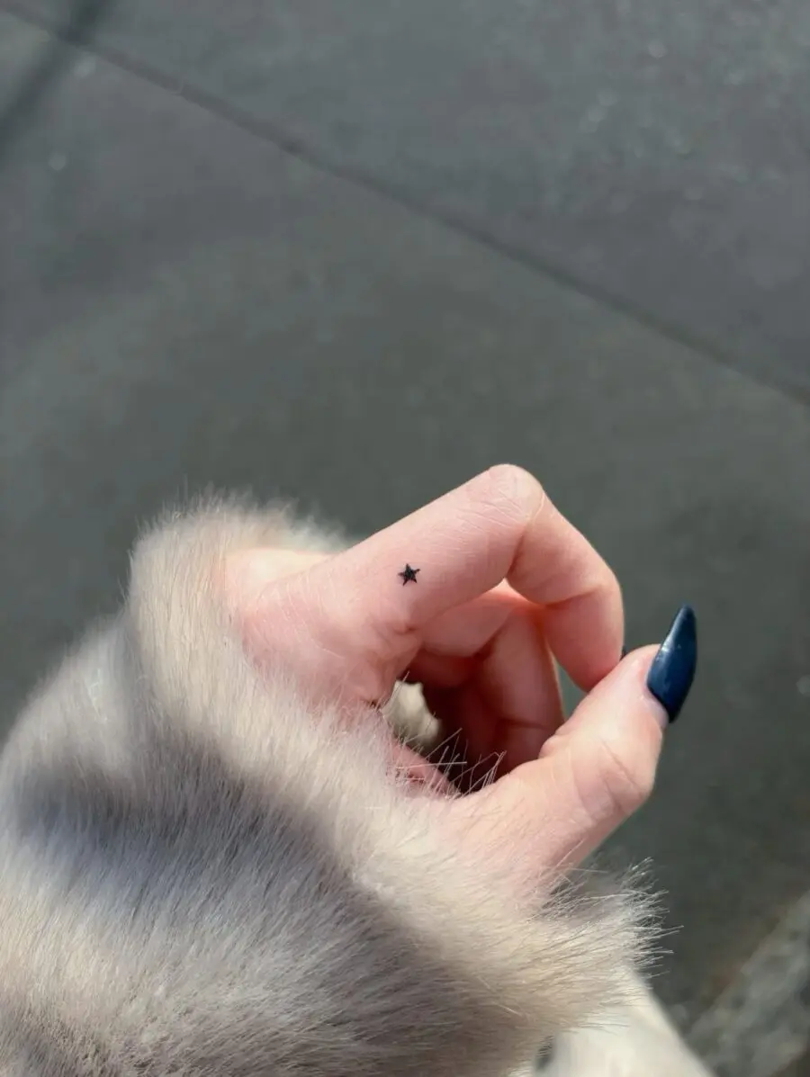 Delicate star tattoo hidden on the hand