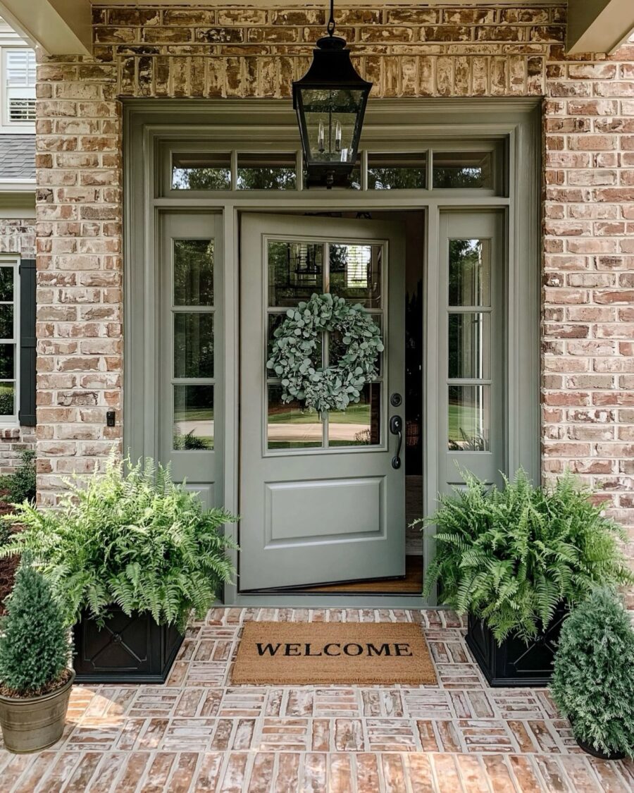 Charming entrance with lush greenery accents