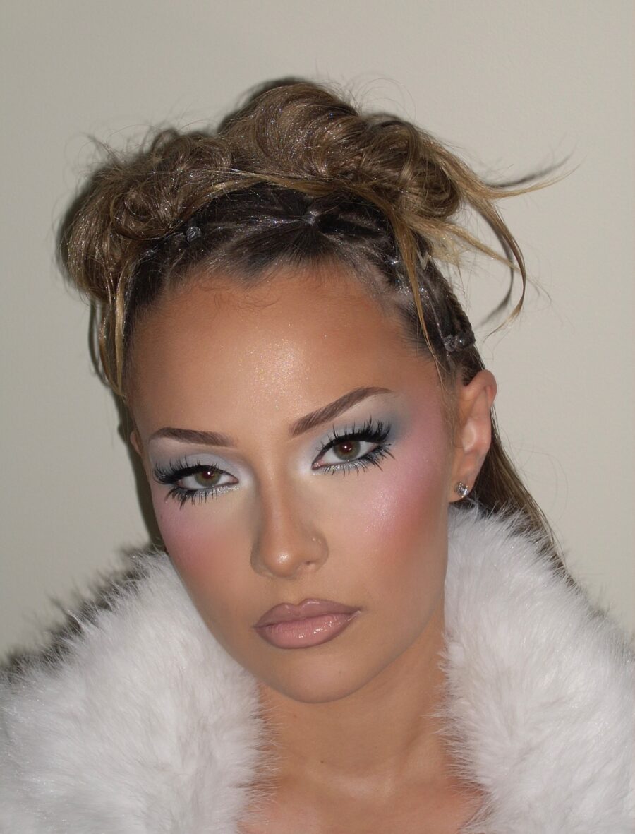 Glamorous Y2K Look with Silver Accents