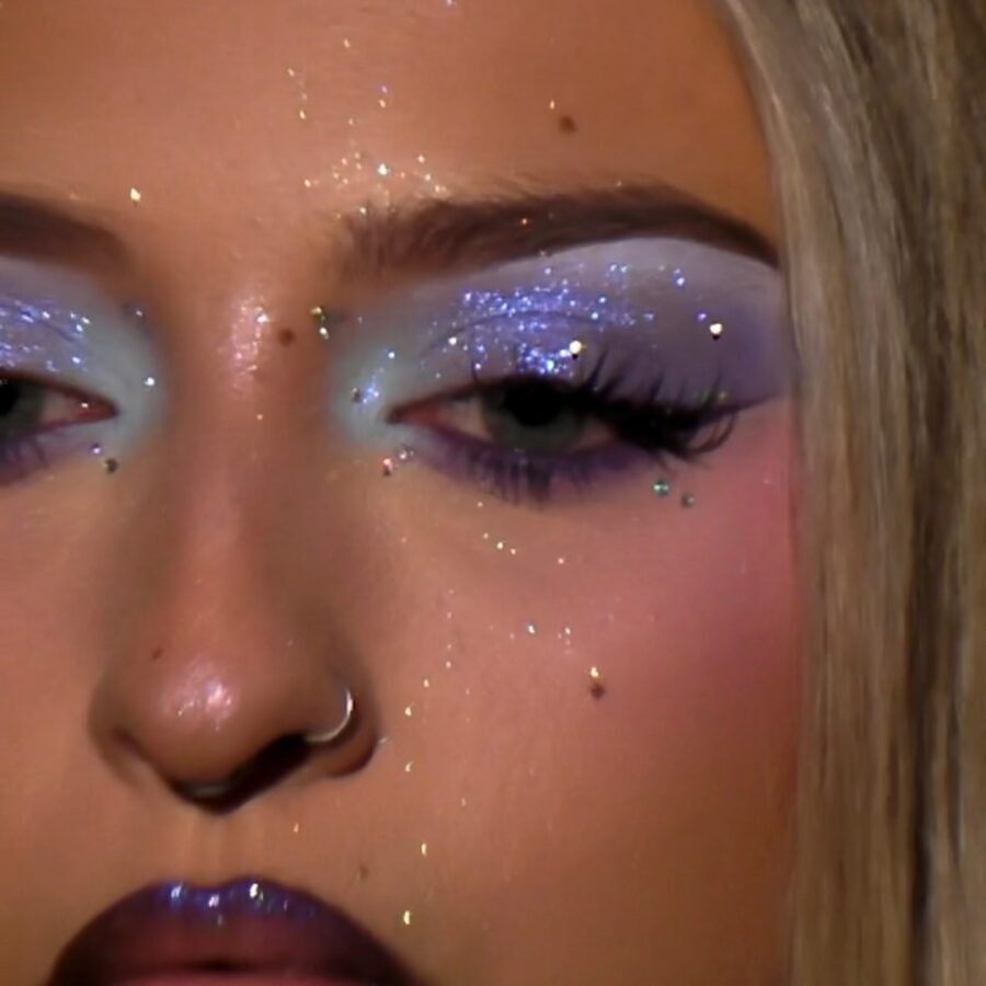 Shimmering Y2K-inspired makeup look
