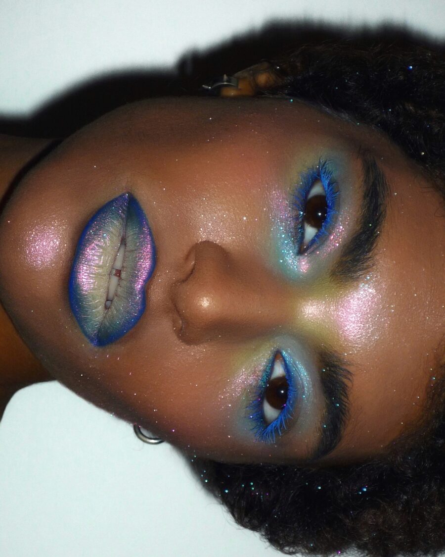 Vibrant and Glittery Y2K Makeup Style