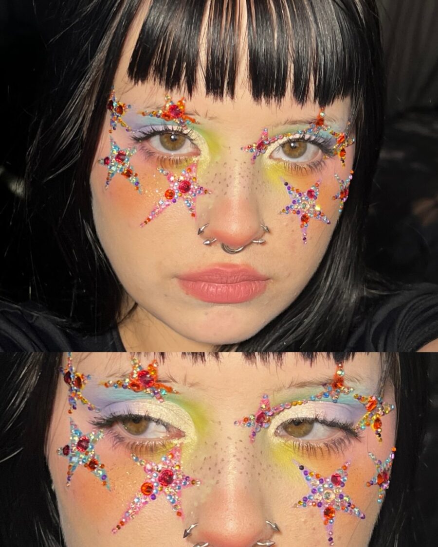 Vibrant Y2K Star-Inspired Makeup Look