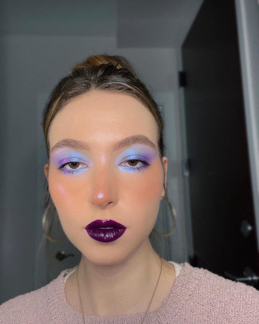 Bold Y2K Makeup with Lavender Hues