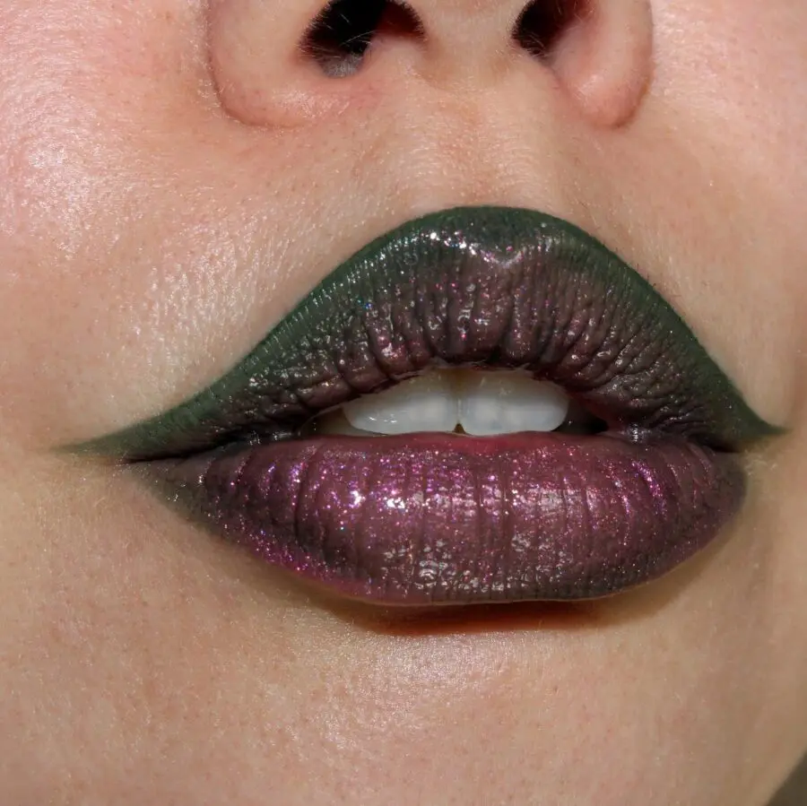 Bold shimmery ombre lips evoke Y2K vibes